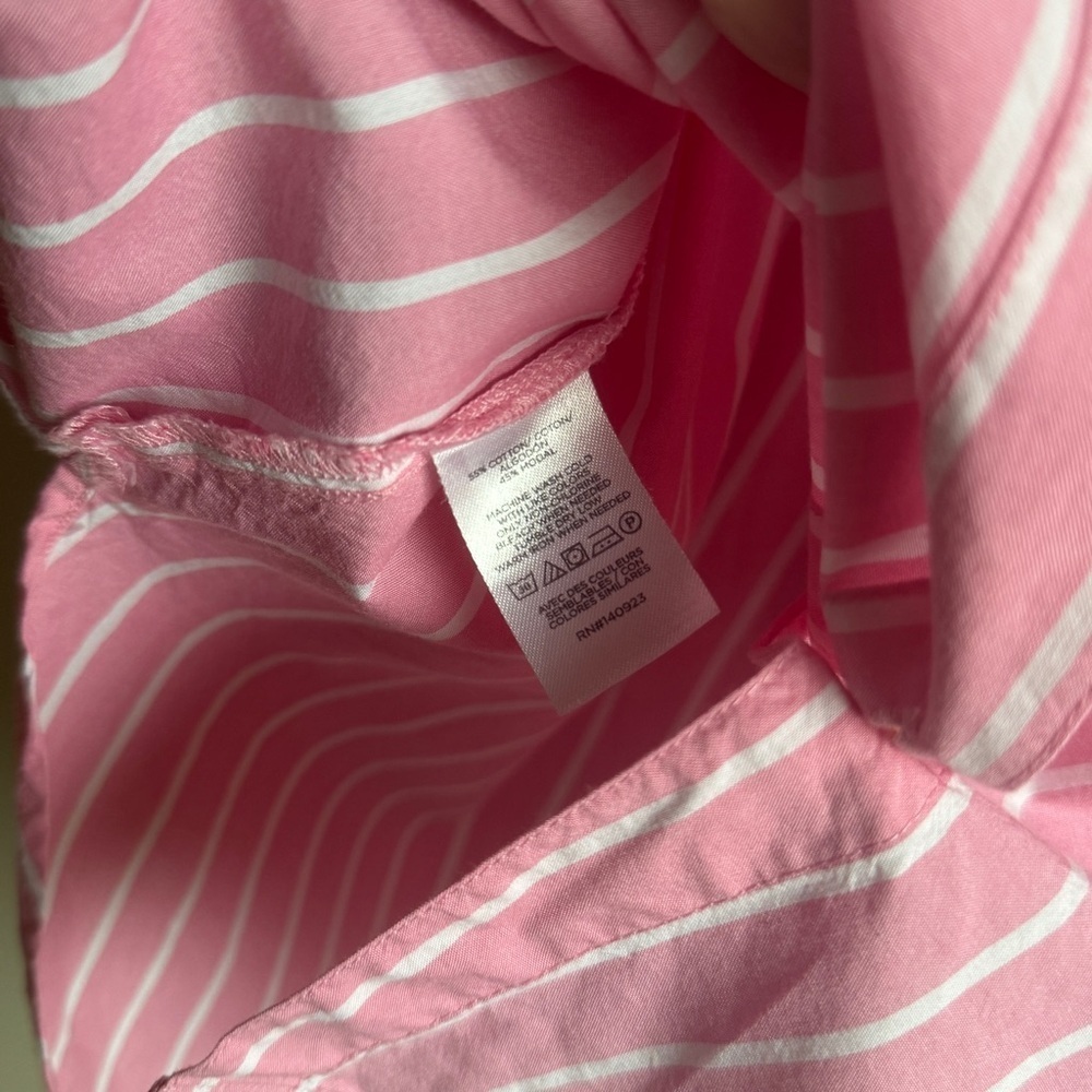 LOFT Pink Striped Poplin Oversized Button Down Shirt Women’s Size Large - Picture 8 of 8